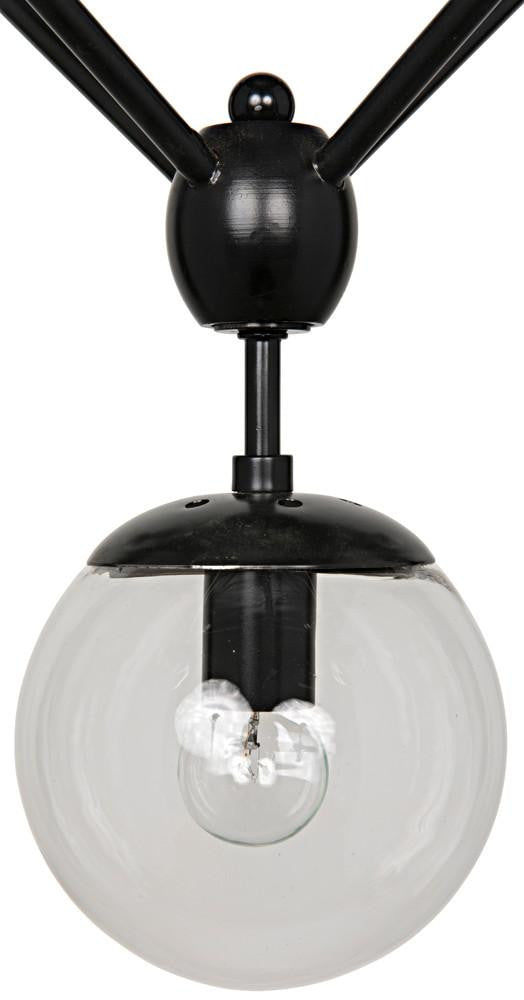 Noir Pluto Chandelier, 13-Light, Matte Black, Glass, 44.5"W (LAMP478MTB-S YUU6013GY2)