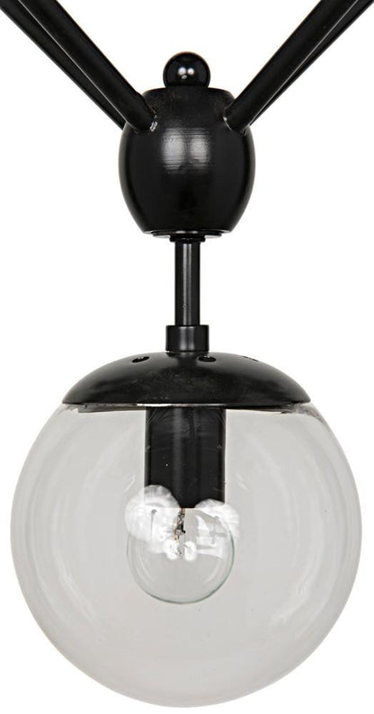 Noir Pluto Chandelier, 13-Light, Matte Black, Glass, 44.5"W (LAMP478MTB-S YUU6013GY2)