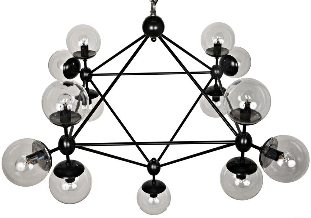 Noir Pluto Chandelier, 13-Light, Matte Black, Glass, 44.5"W (LAMP478MTB-S YUU6013GY2)