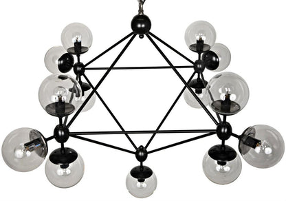 Noir Pluto Chandelier, 13-Light, Matte Black, Glass, 44.5"W (LAMP478MTB-S YUU6013GY2)