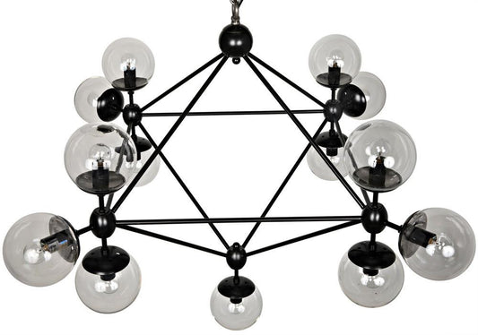 Noir Pluto Chandelier, 13-Light, Matte Black, Glass, 44.5"W (LAMP478MTB-S YUU6013GY2)