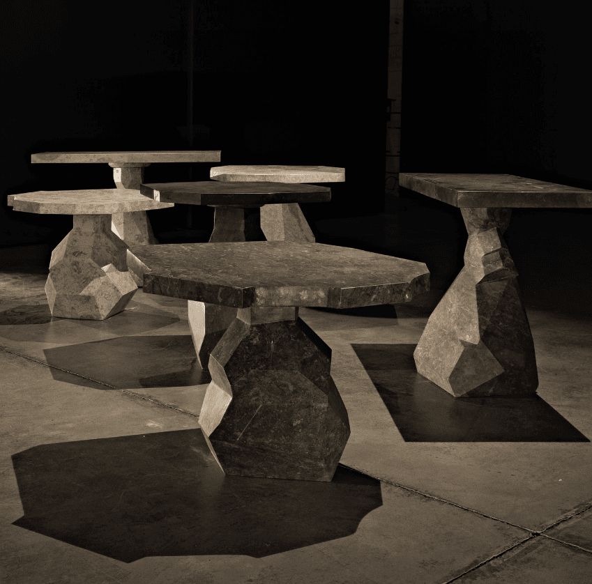 Noir Polyhedron Side Table, Black Marble, 27.5"H (AM-194BM YUU6013PP4)