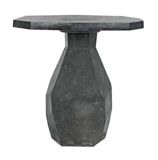 Noir Polyhedron Side Table Tan, Natural Marble