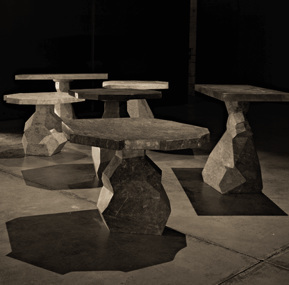 Noir Polyhedron Side Table, Natural Marble, 27.5"H (AM-194WM YUU6013PP5)