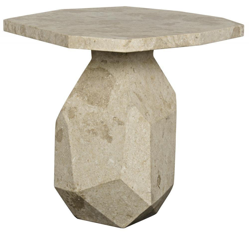 Noir Polyhedron Side Table, Natural Marble, 27.5"H (AM-194WM YUU6013PP5)