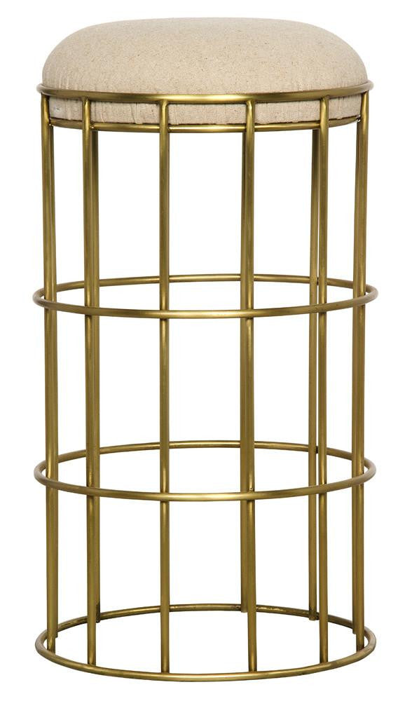 Noir Ryley Counter Stool Antique Brass, Tan