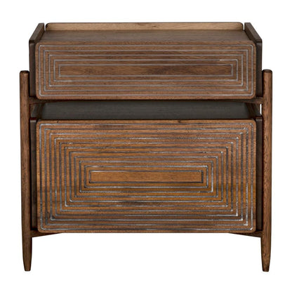 Noir Savino Side Table, 2-Drawer, Dark Walnut, 30"H (GTAB970DW YUU6013PPJ)