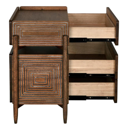 Noir Savino Side Table, 2-Drawer, Dark Walnut, 30"H (GTAB970DW YUU6013PPJ)