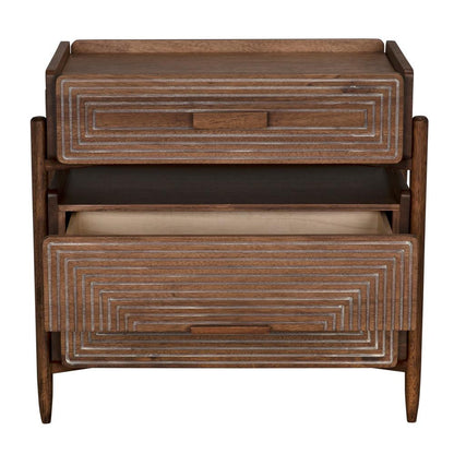 Noir Savino Side Table, 2-Drawer, Dark Walnut, 30"H (GTAB970DW YUU6013PPJ)
