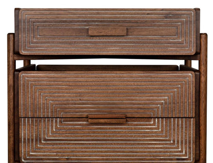 Noir Savino Side Table, 2-Drawer, Dark Walnut, 30"H (GTAB970DW YUU6013PPJ)