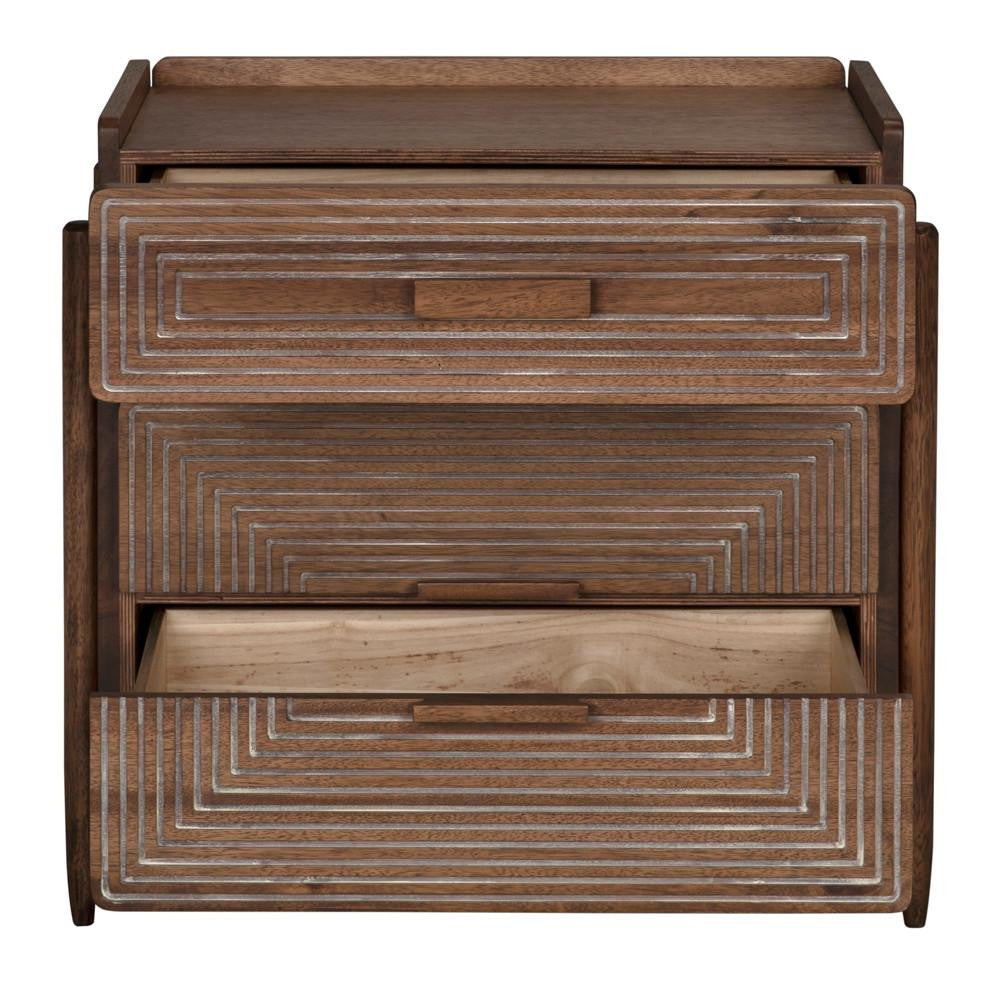 Noir Savino Side Table, 2-Drawer, Dark Walnut, 30"H (GTAB970DW YUU6013PPJ)