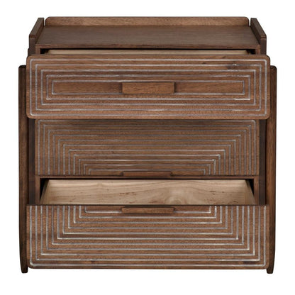 Noir Savino Side Table, 2-Drawer, Dark Walnut, 30"H (GTAB970DW YUU6013PPJ)