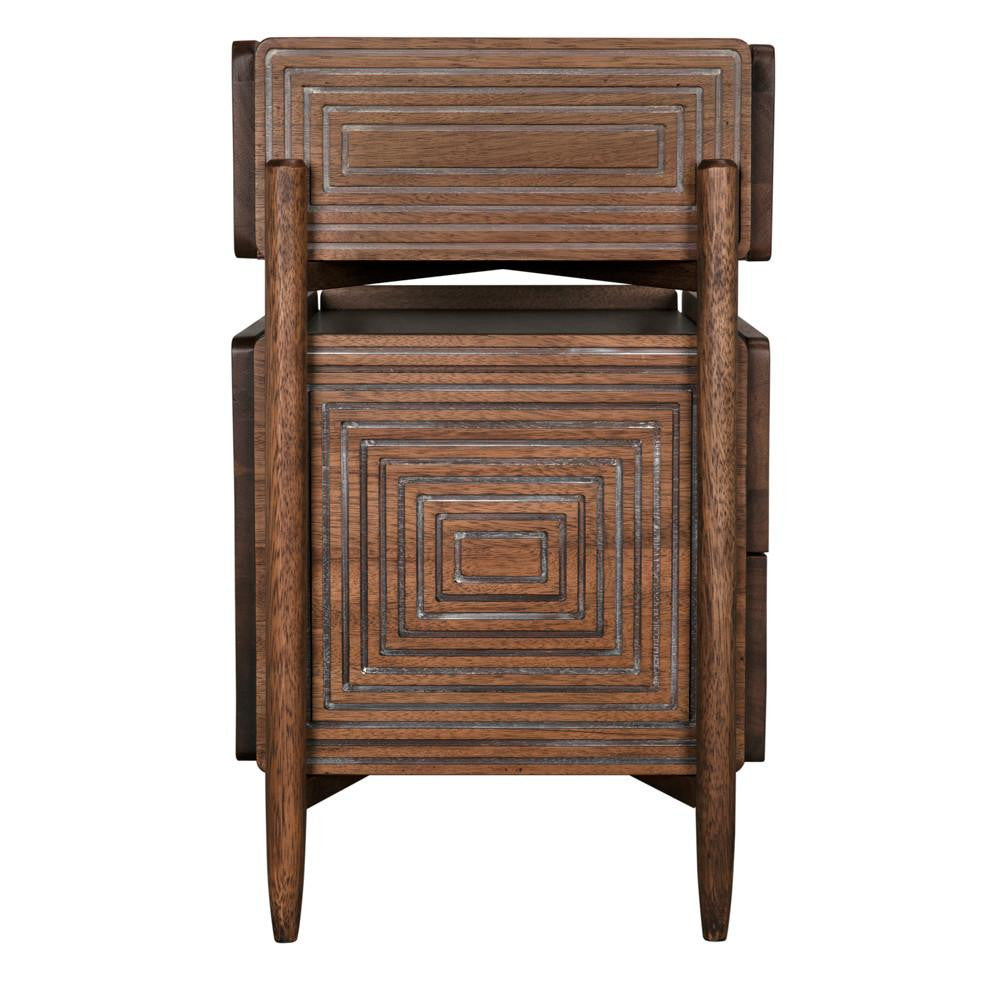 Noir Savino Side Table, 2-Drawer, Dark Walnut, 30"H (GTAB970DW YUU6013PPJ)