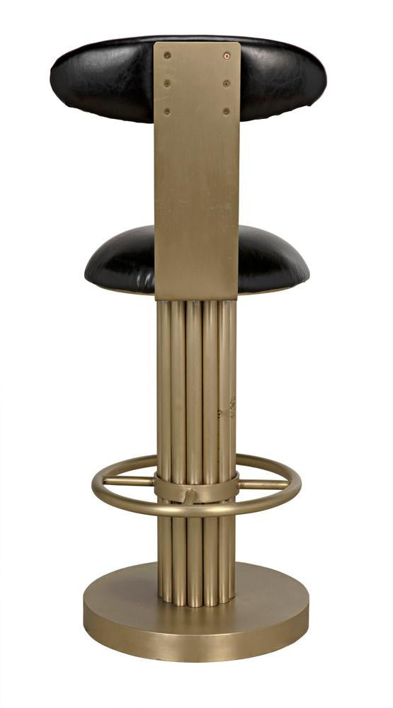 Noir Sedes Counter Stool, Antique Brass, Black Leather, 39"H (GSTOOL235MB-S YUU6013KTV)