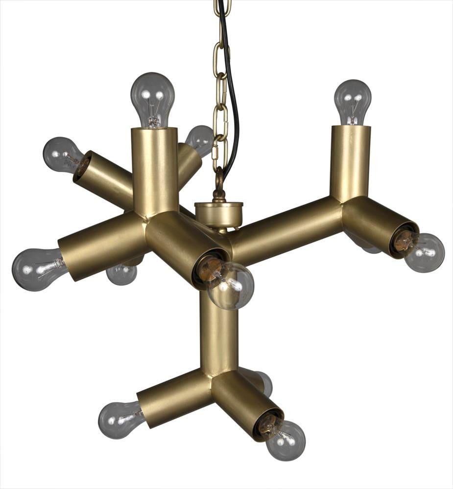 Noir Snow Flake Chandelier Antique Brass