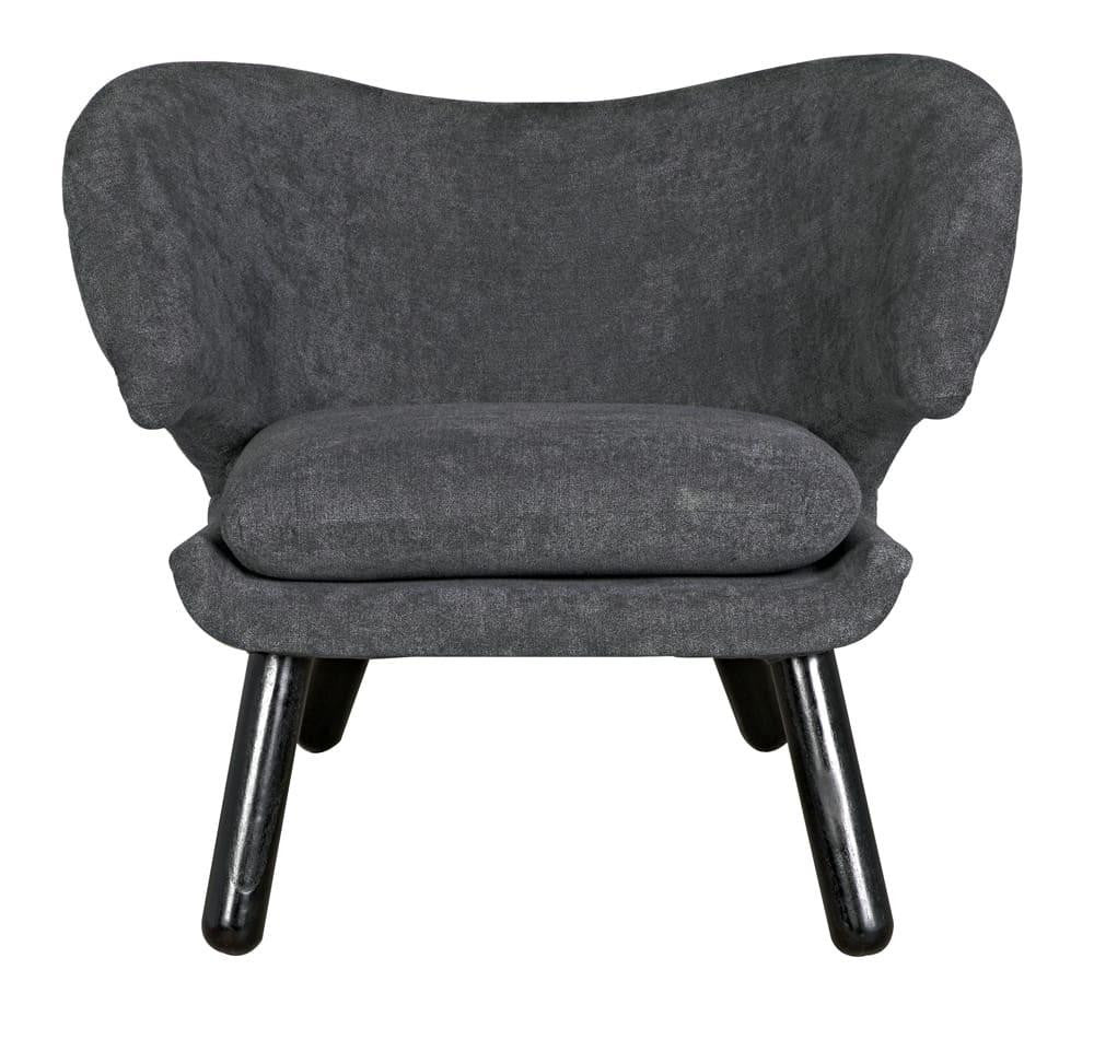 Noir Valerie Lounge Chair, Charcoal Black, Ocean Grey, 27.5"H (AE-230G YUU6013HWC)