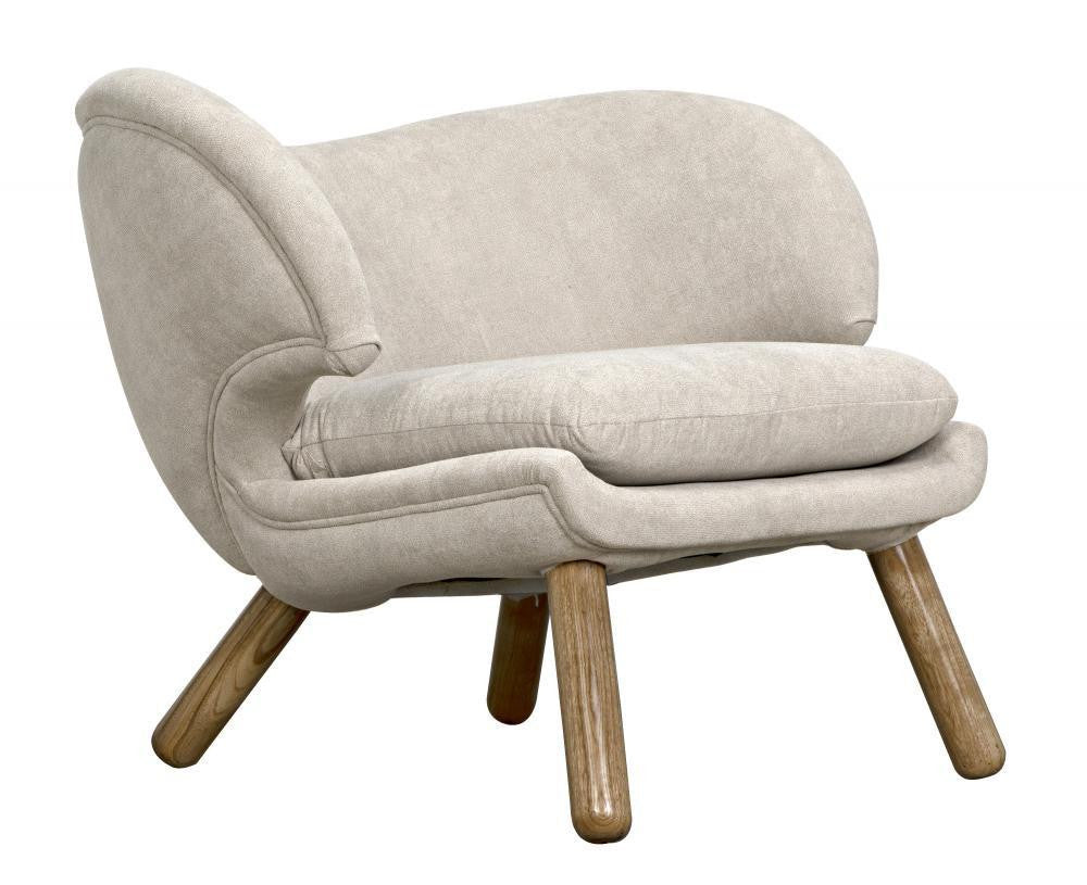Noir Valerie Lounge Chair, Natural, Parchment, 27.5"H (AE-230W YUU6013HWD)