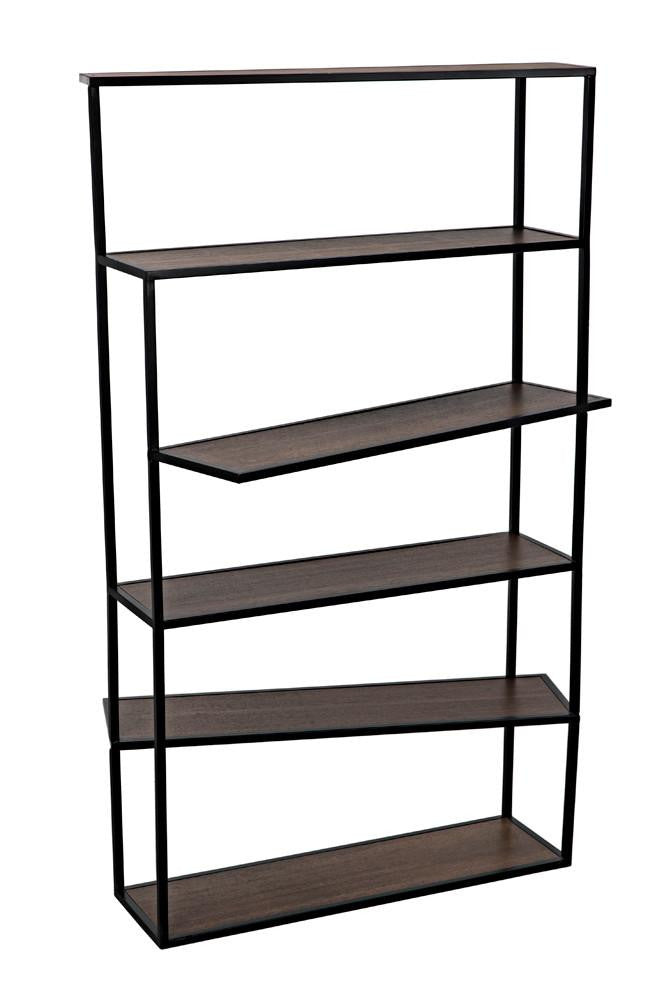 Noir Verso Bookcase Dark Walnut, Matte Black