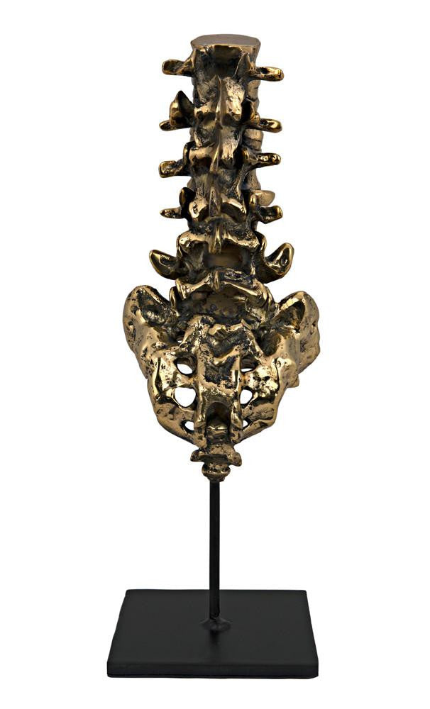 Noir Vertebrae Sculpture Antique Brass, Matte Black