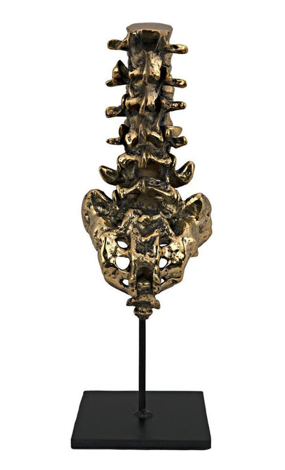 Noir Vertebrae Sculpture Antique Brass, Matte Black