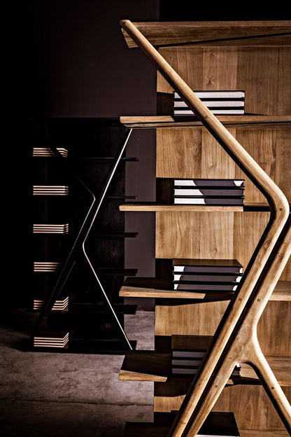 Noir Vetra Bookcase, Hand-Rubbed Black, 85"H (GBCS228HB YUU6013LU3)