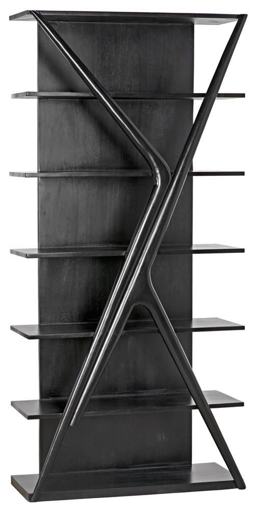 Noir Vetra Bookcase, Hand-Rubbed Black, 85"H (GBCS228HB YUU6013LU3)