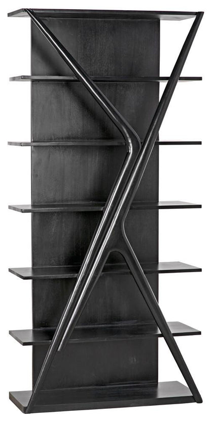 Noir Vetra Bookcase, Hand-Rubbed Black, 85"H (GBCS228HB YUU6013LU3)