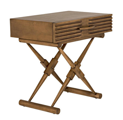 Noir Zanta Side Table, 1-Drawer, Saddle Brown, 28"H (GTAB671SB YUU6013PQV)