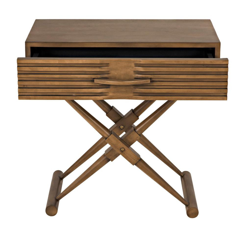 Noir Zanta Side Table, 1-Drawer, Saddle Brown, 28"H (GTAB671SB YUU6013PQV)
