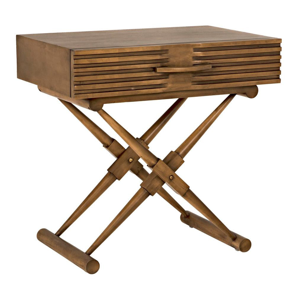 Noir Zanta Side Table, 1-Drawer, Saddle Brown, 28"H (GTAB671SB YUU6013PQV)
