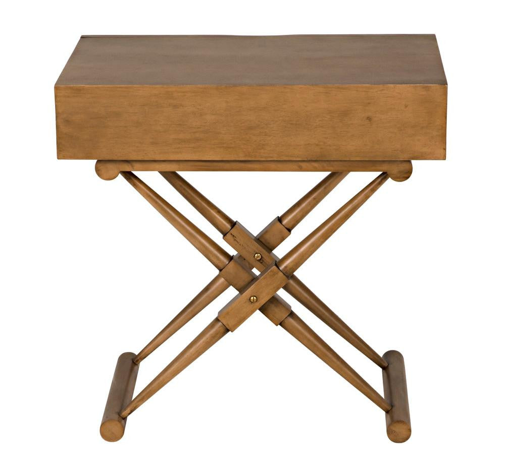 Noir Zanta Side Table, 1-Drawer, Saddle Brown, 28"H (GTAB671SB YUU6013PQV)