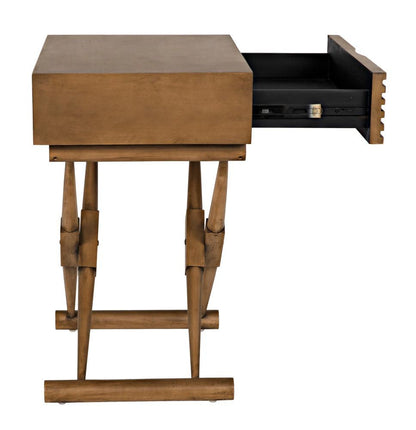 Noir Zanta Side Table, 1-Drawer, Saddle Brown, 28"H (GTAB671SB YUU6013PQV)