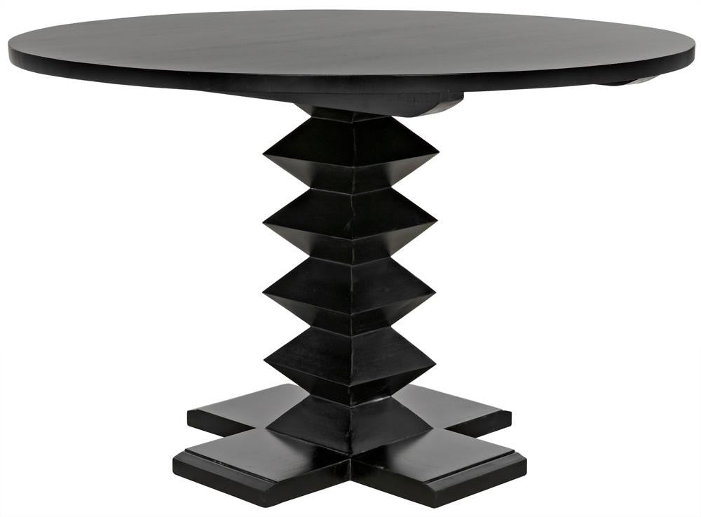 Noir Zig-Zag Dining Table Hand-Rubbed Black