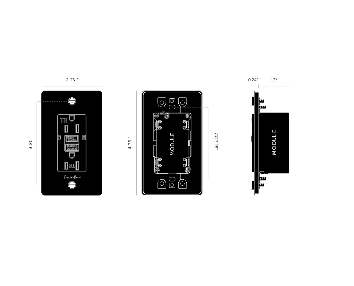 Buster + Punch Buster + Punch 1G Metal Duplex GFCI Outlet Brass