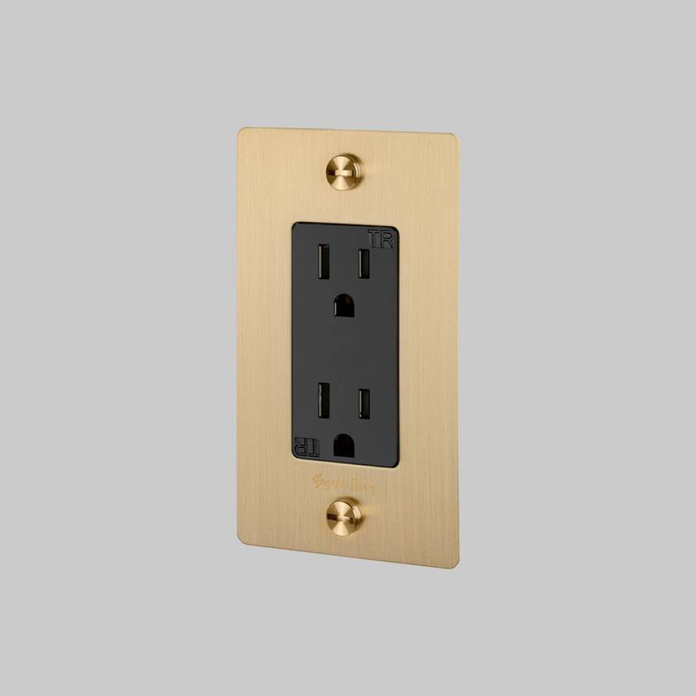 Outlet - Duplex, Logo, Brass