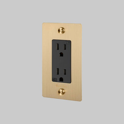 Outlet - Duplex, Logo, Brass