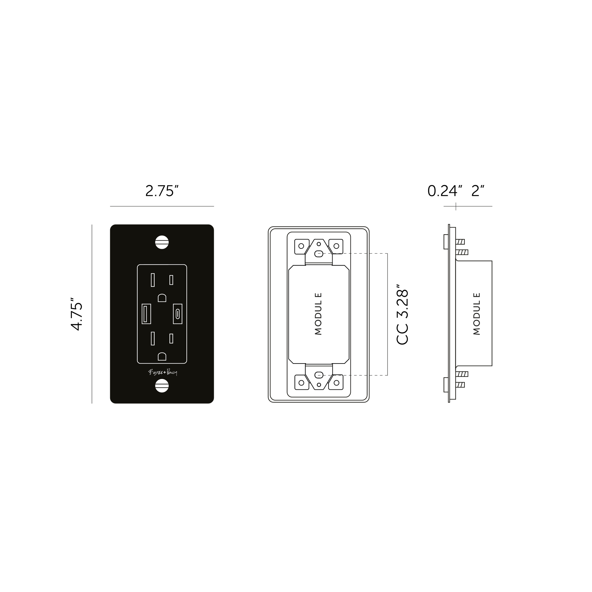 Buster + Punch 1G Combination Duplex Outlet And Usb-A + C Charg White