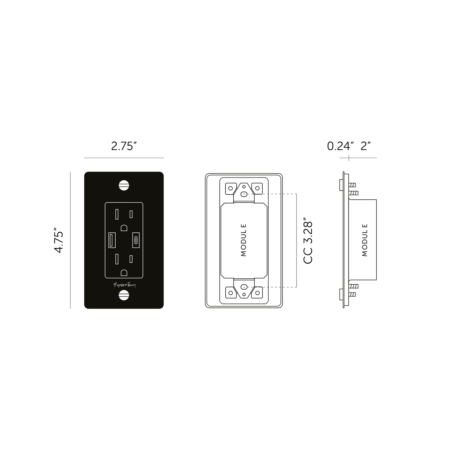 Buster + Punch 1G Combination Duplex Outlet And Usb-A + C Charger Smoked Bronze