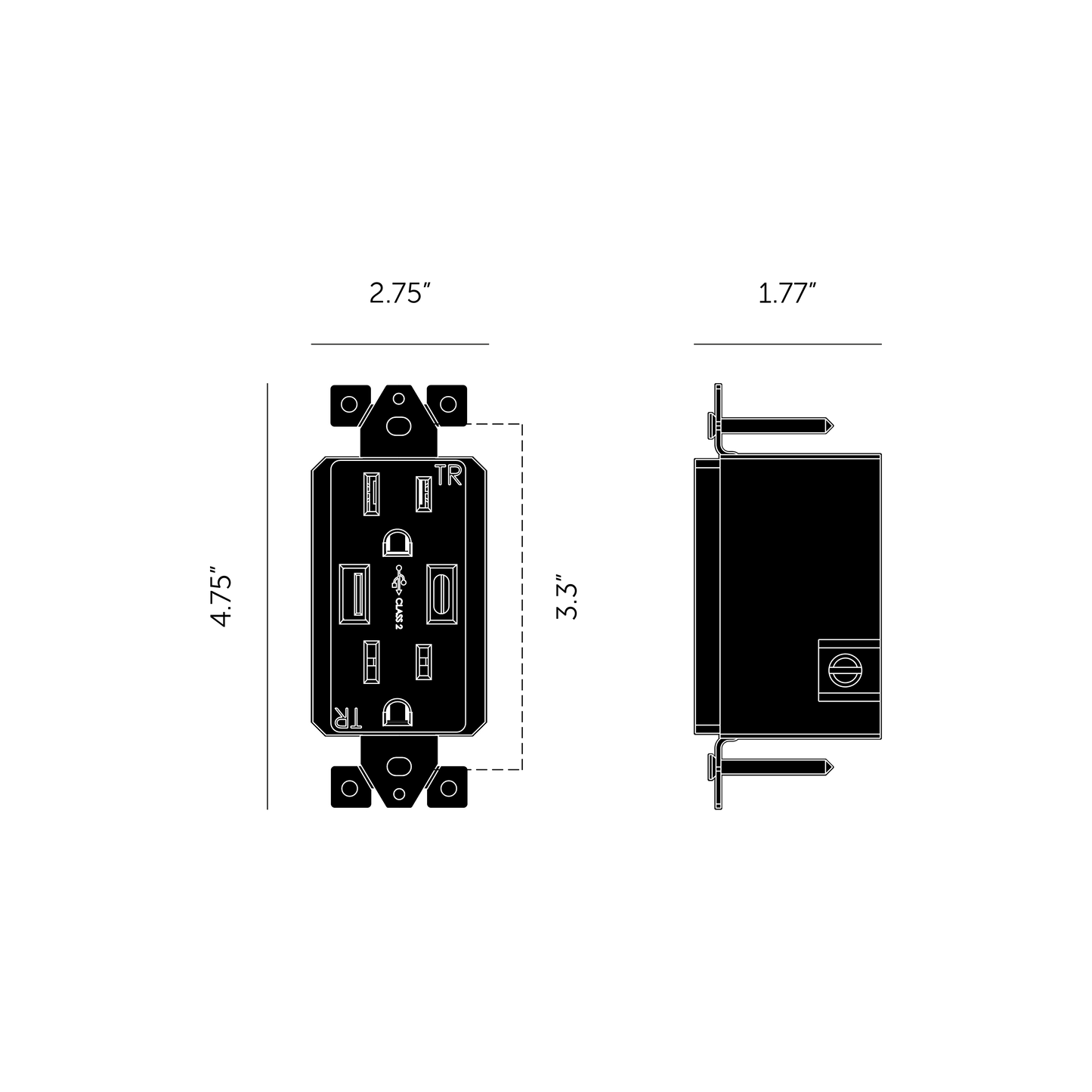 Buster + Punch Buster + Punch Outlet Module, Duplex & 2 USB-A + White