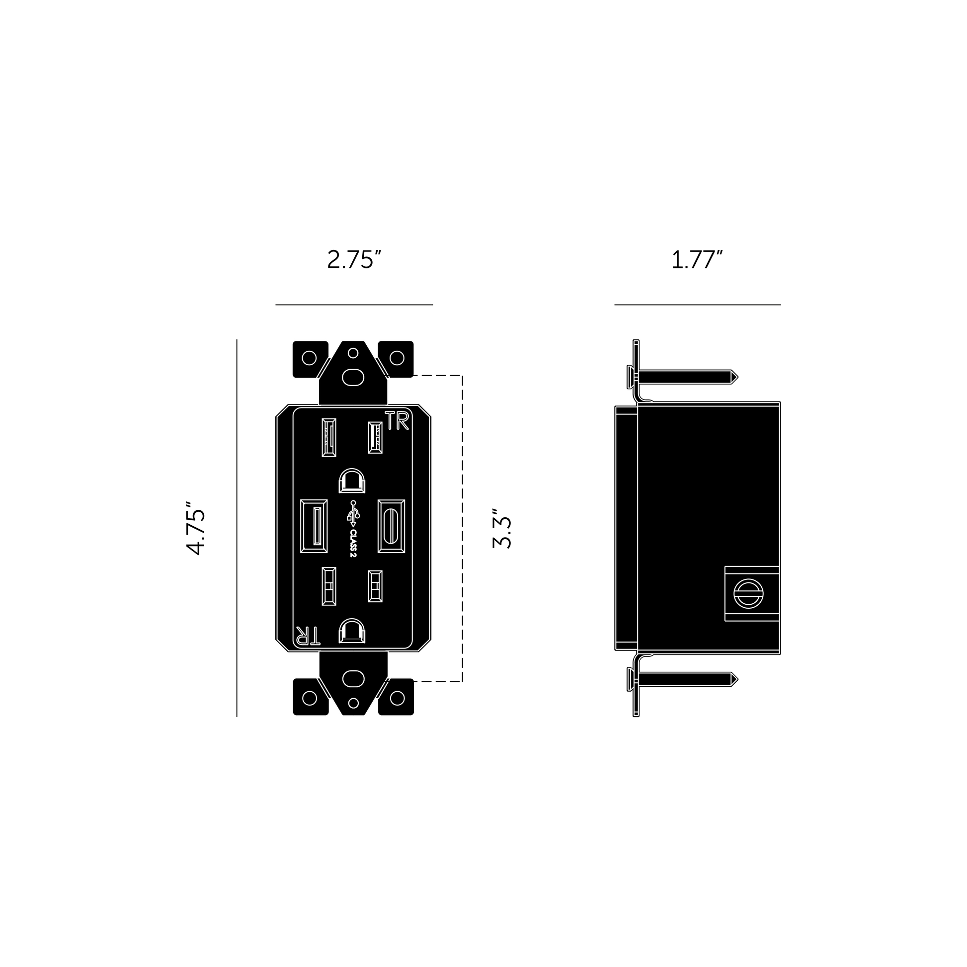 Buster + Punch Buster + Punch Outlet Module, Duplex & 2 USB-A + White