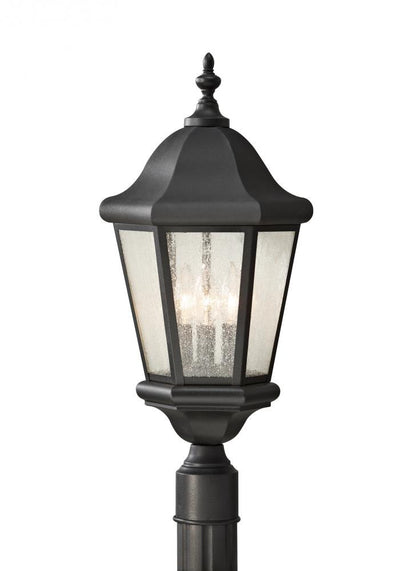 Generation Lighting Martinsville Three Light Outdoor Post Lantern Black