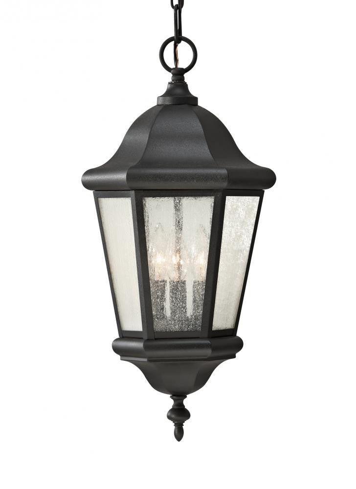 Generation Lighting Martinsville Three Light Outdoor Pendant Lantern Black