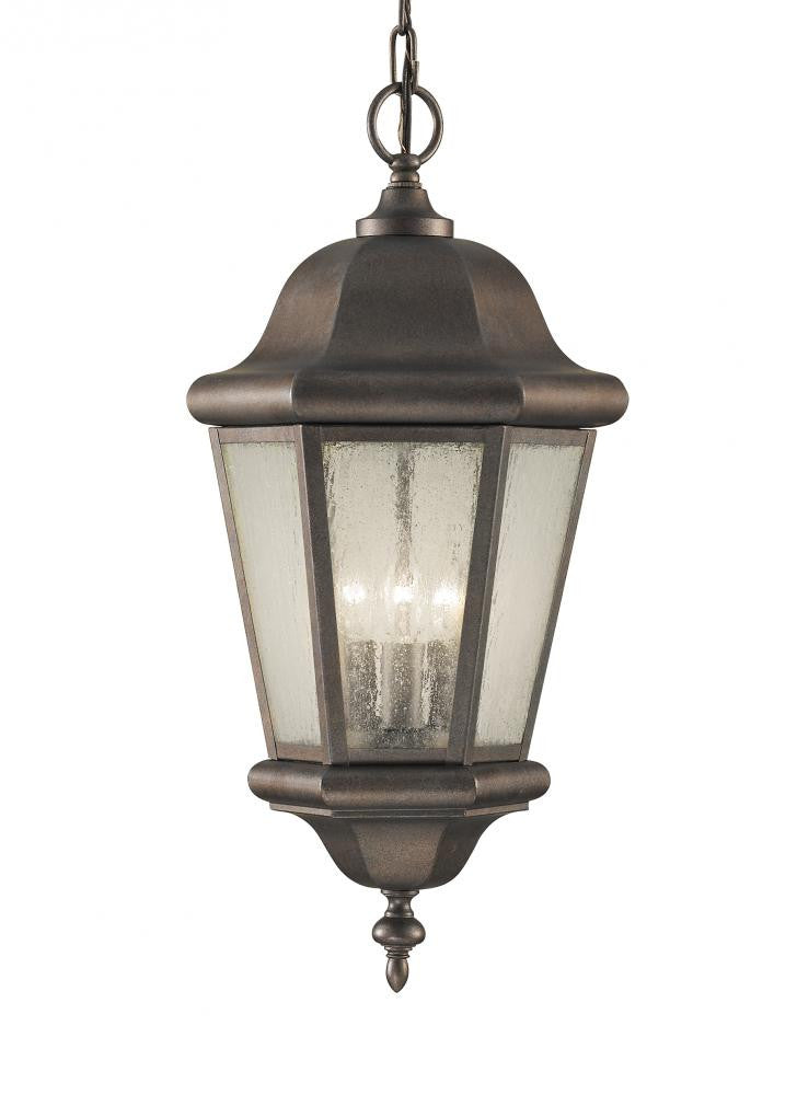Generation Lighting Martinsville Three Light Outdoor Pendant Lantern Corinthian Bronze