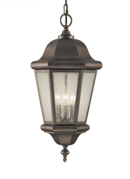 Generation Lighting Martinsville Three Light Outdoor Pendant Lantern Corinthian Bronze