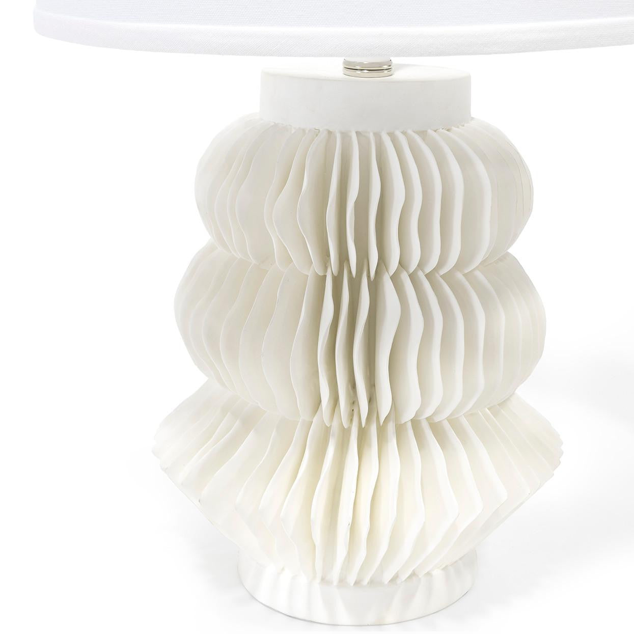 Palecek Antilles Table Lamp, 1-Light, White, Nickel Finial, White Linen Drum Shade, 24.25"H (2043-53 3706TM3T)