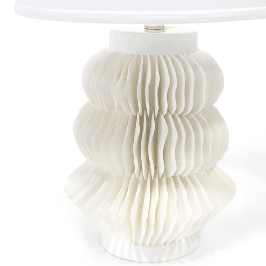 Palecek Antilles Table Lamp, 1-Light, White, Nickel Finial, White Linen Drum Shade, 24.25"H (2043-53 3706TM3T)