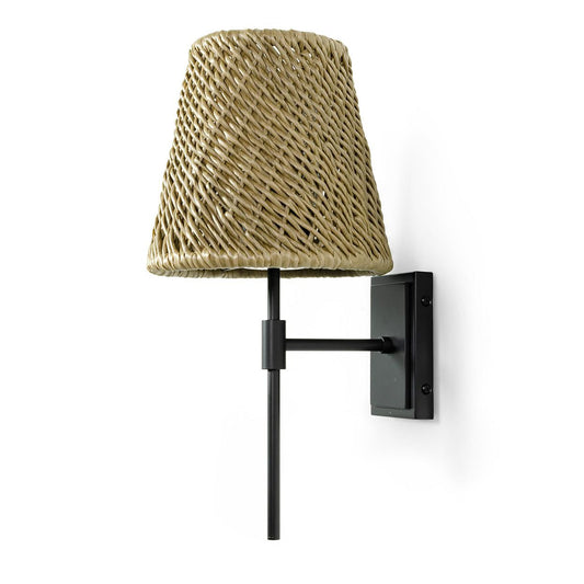 Palecek Augustine Outdoor Wall Sconce, 1-Light, Charcoal, Tan Synthetic Wicker Shade, 9.75"W (2106-79 3706TM4Z)