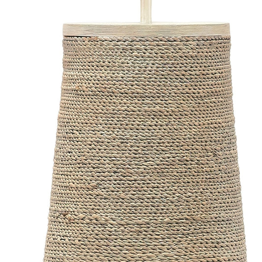 Palecek Aviana Table Lamp, 1-Light, Tan, Whitewash, White Drum Shade, 33.75"H (2840-51 3706TP2Z)