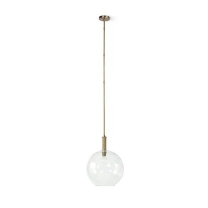 Palecek Bronson Pendant, 1-Light, Large, Antique Brass , Clear Rippled Glass Shade, 16"W (2124-79 3706TM5C)