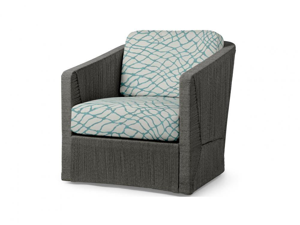Palecek Carmine Outdoor Swivel Coal Lounge Chair, Grade  Coal